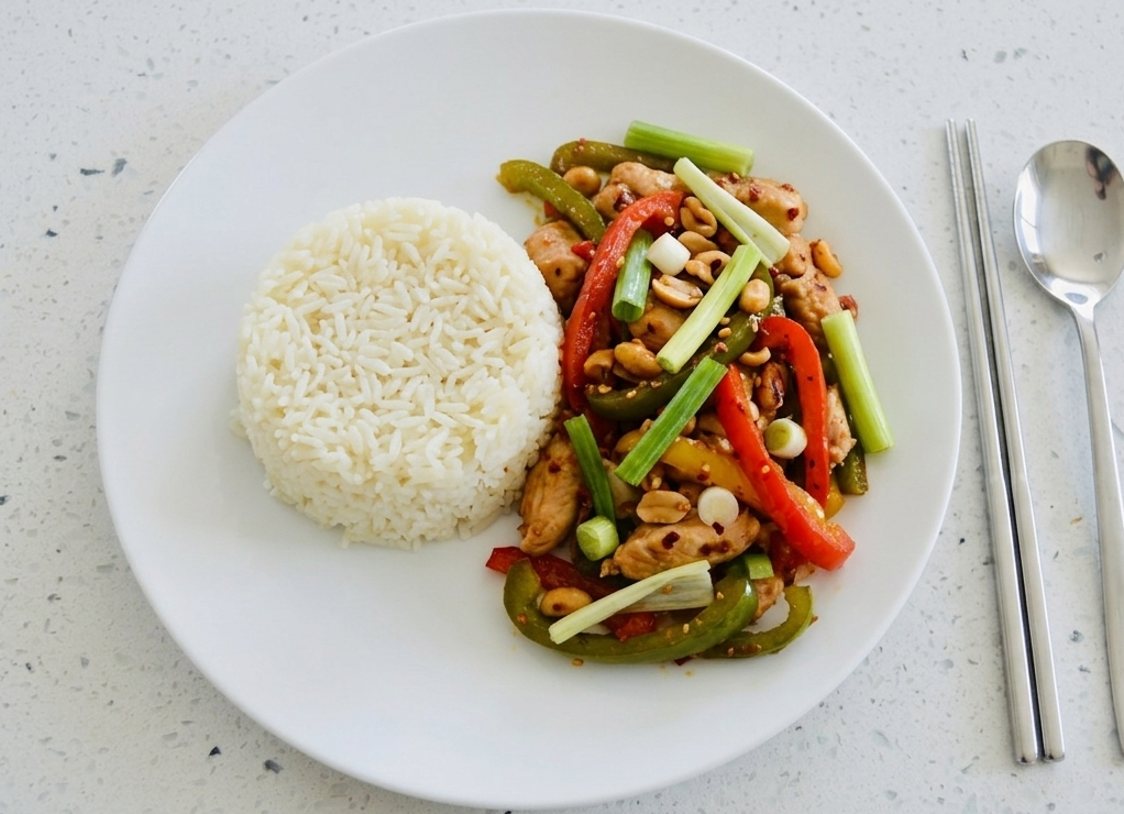 Szechuan-Glazed Kung Pao Chicken & Jasmine Rice